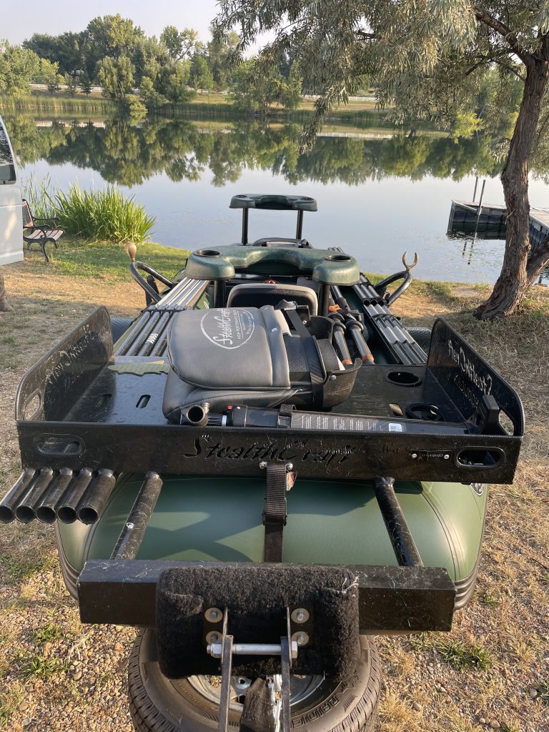 Float Fishing Gear Guide — Part 2: The Gear you need and the gear you “need.”, boat with float fishing gear on top in front of a river